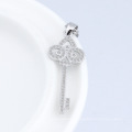 Cristal S925 Sterling Silver Crown Key Shaped Colar de Jóias